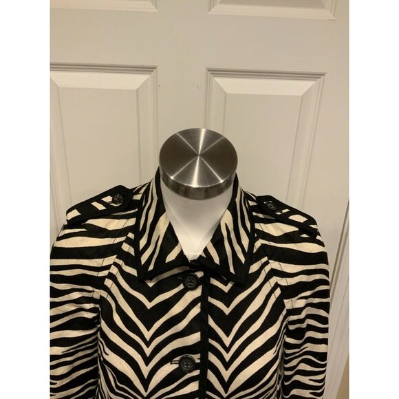 J. Crew Collection Black & White Zebra Striped Button-Up Jacket, Size 2 - Picture 2 of 7